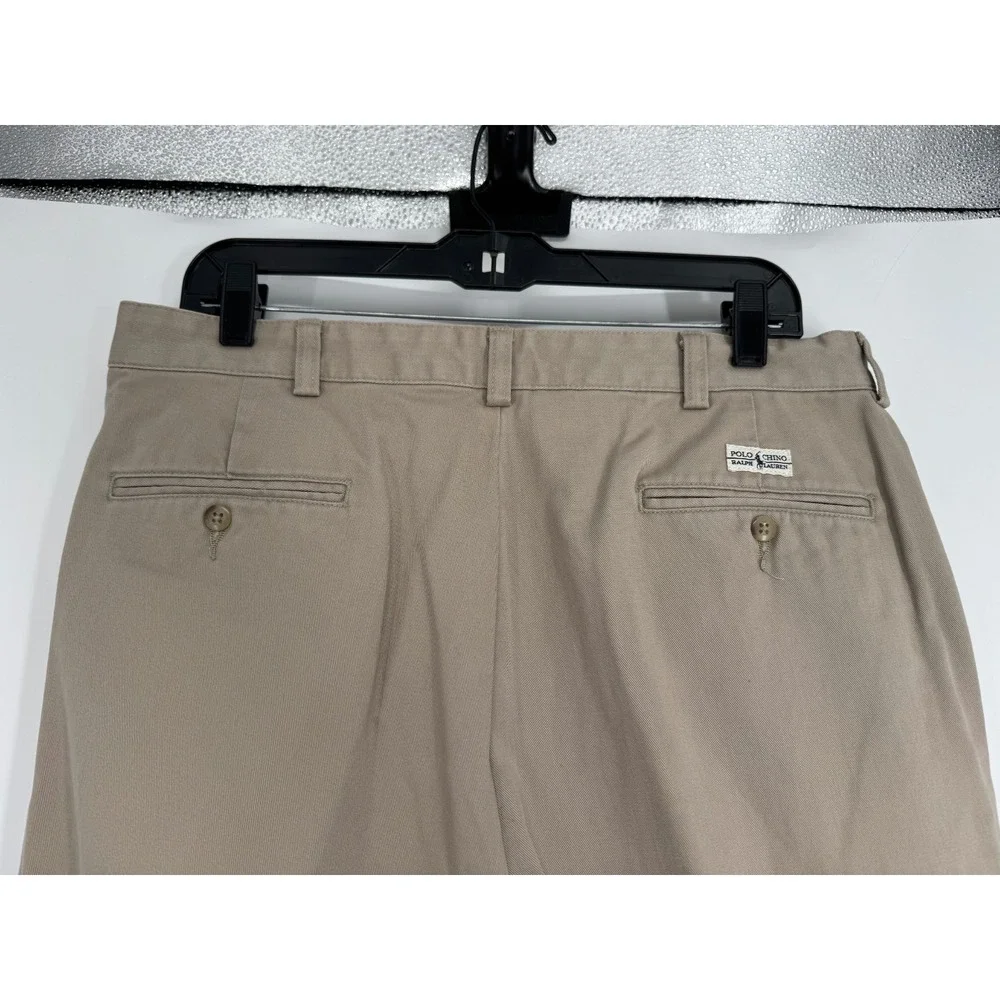 Polo Ralph Lauren Hammond Chino Pants Vintage 35x32 Khaki Cuffed Pleated Baggy